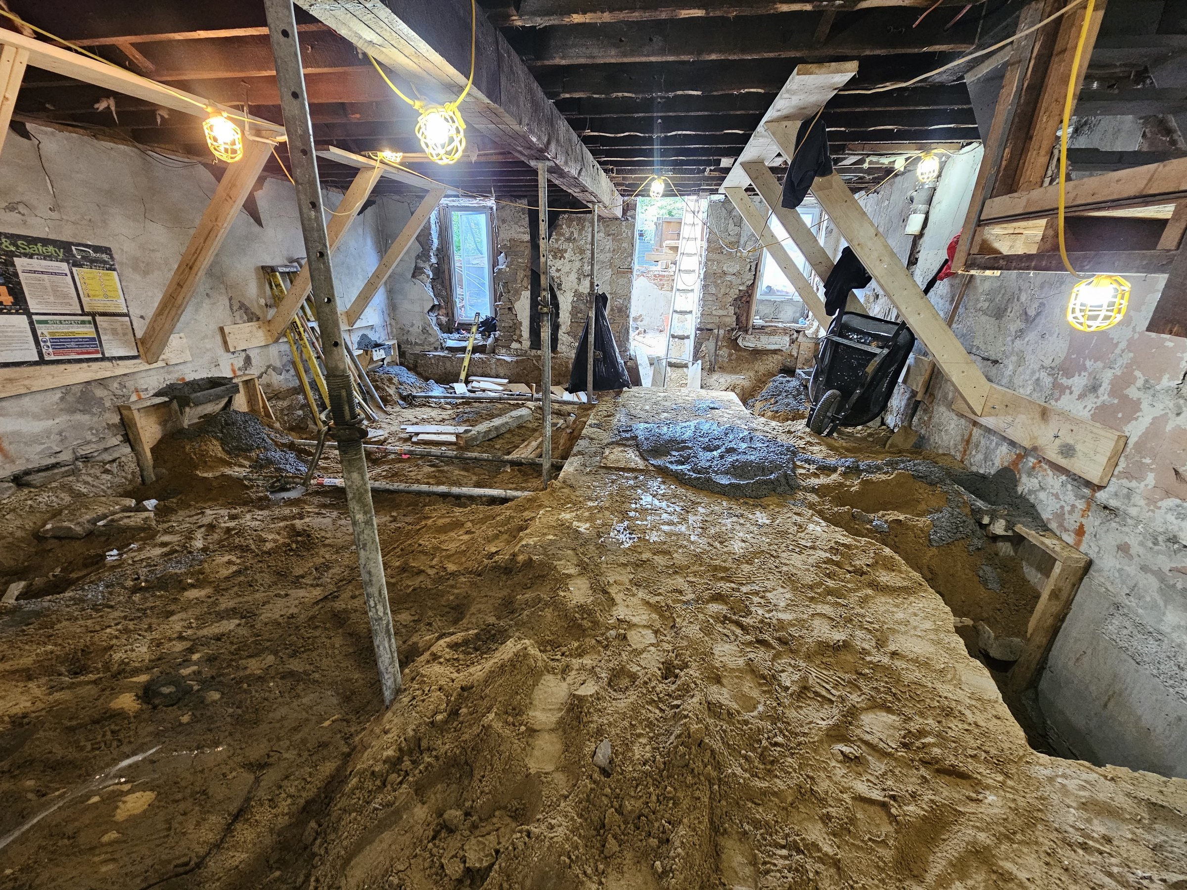 Basement underpinning — Roncesvalles, Toronto