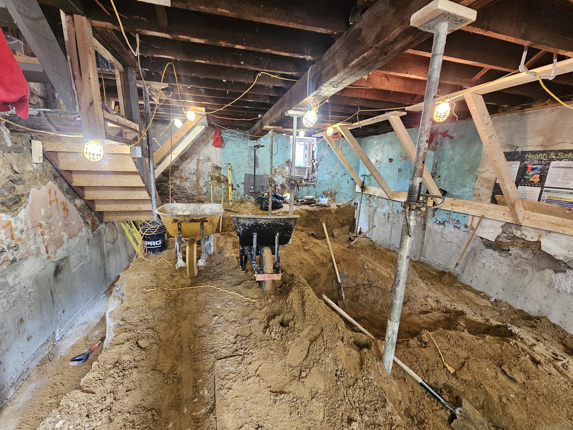 Basement underpinning — Roncesvalles, Toronto