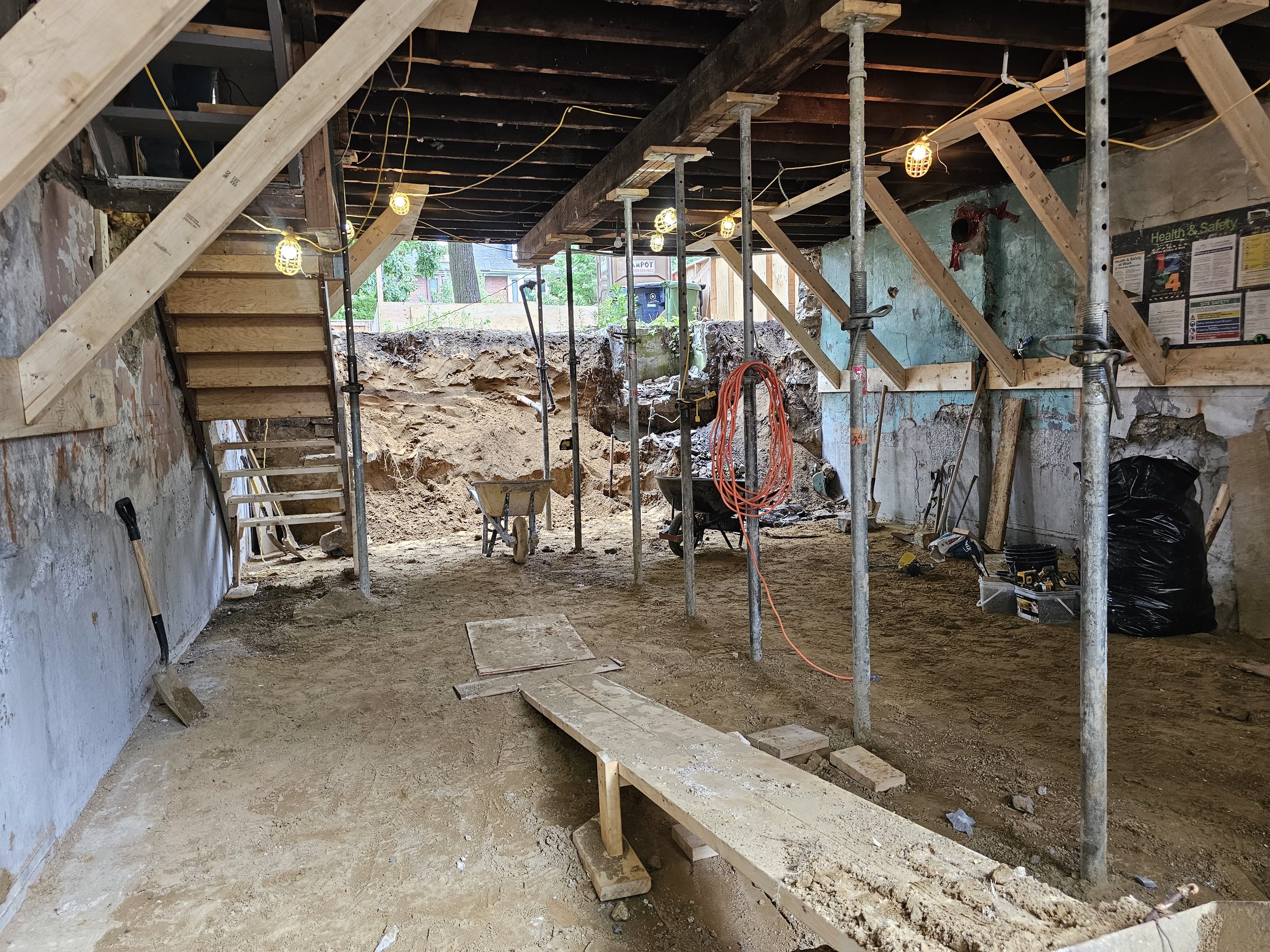 Basement underpinning — Roncesvalles, Toronto
