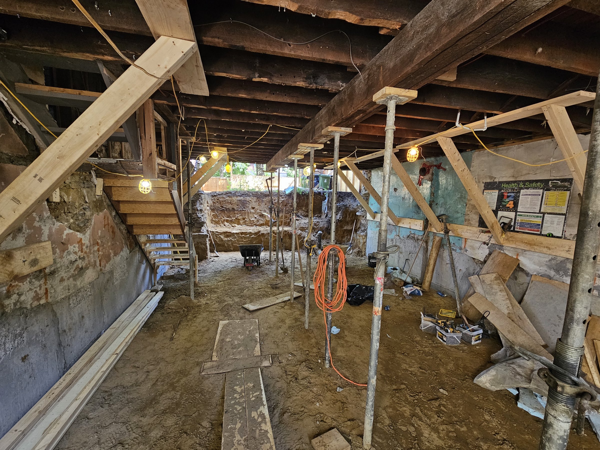 Basement underpinning project — Roncesvalles, Toronto