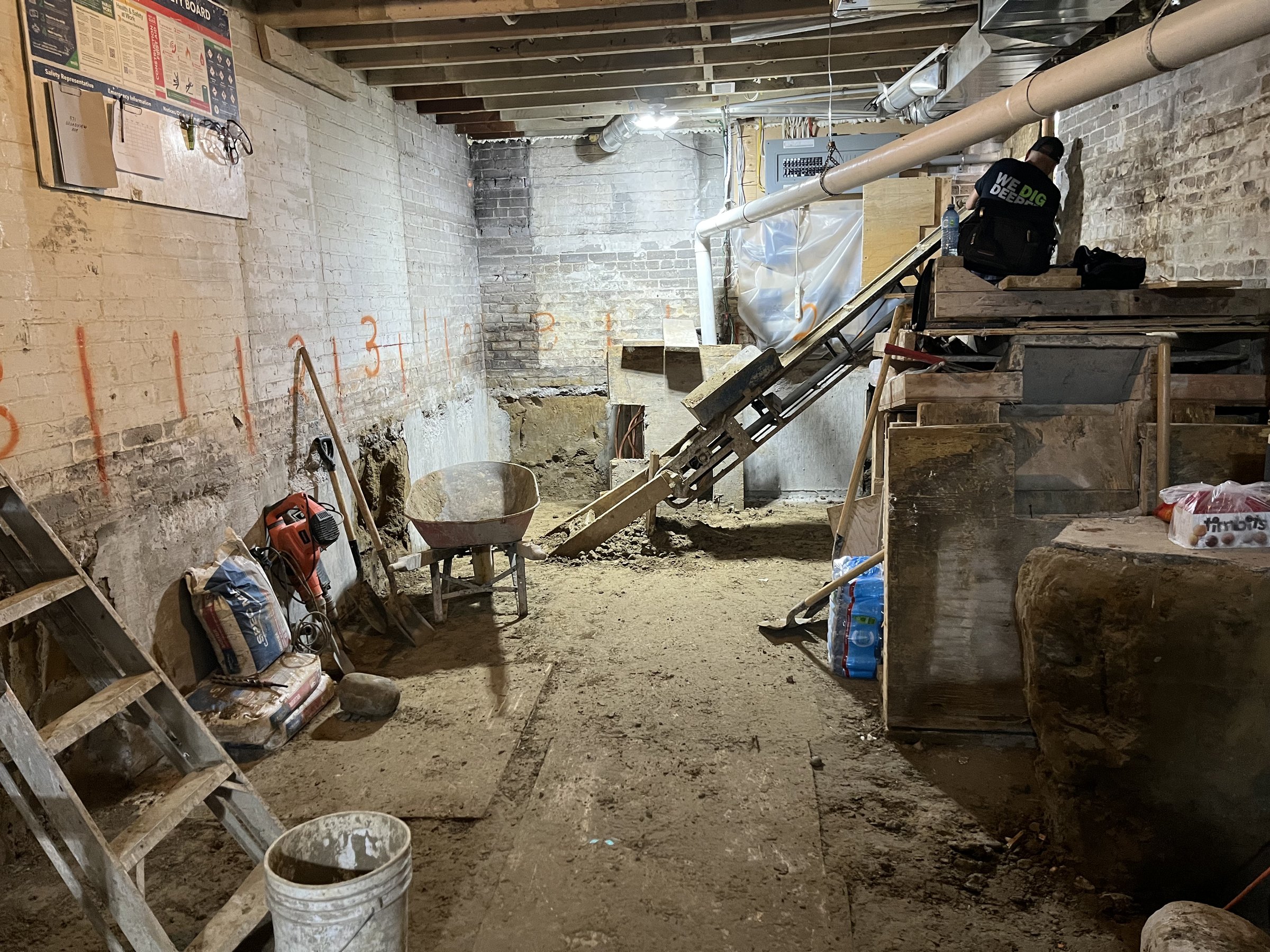 Basement underpinning — Broadview North, Toronto